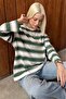 Green Crew Neck 100% Cotton Striped Long Sleeve T-Shirt Sh313 - 7