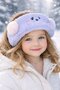 Purple Color Teddy Bear Figured Plush Headphones