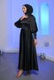 Black Side Tie Satin Evening Dress - 4