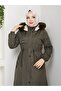 Full Length Fur Lined Elastic Waist K Hooded Coat Mde1405002 - 7