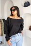 Kayak Neck Three Thread Sweat - Black Black
