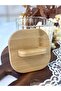 Glass Bamboo Lid Striped Square Model Jar 700 ml Tkebt Transparent - 2