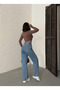 Blue Knee-Laser-Cut Boyfriend Baggy Jeans - 3