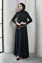 Black Stone Detailed Design Evening Dress - 2