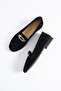 Drenste Arma Buckle Genuine Leather Women's Ballerinas Black Suede