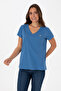 Women's Indigo V-Neck T-Shirt 50320026-Vr028 - 3