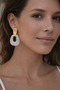 Vintage Ecru Acrylic Drop Earrings – Gold Steel Detail