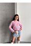 Women's Crew Neck Long Sleeve Striped Tunic - 4