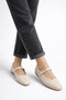 Women's Cream Knitted Ballerina Orthopedic Light Sole Daily Ballerina Office Shoes Stc1220 - 3
