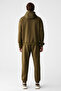 Marshallhoodie men's cotton fleece-lined embroidered relaxed fit khaki tracksuit set - 7