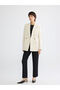 Beige Double-Breasted collar crepe women's blazer jacket - 2