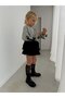 Girl's Sweat Suit with Ribbon Detailed Skirt - 4