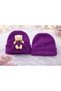 Children's Hat Stretchy Ribbed Beanie Plush Teddy Bear Detail Adult Boys Girls Unisex Bear Hat Beanie - 3