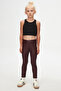 Dark Burgundy Girl's Winter Leather Pants