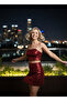 Women's Red Sequined Crop-Skirt Set Nj01