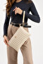 Women's Faux Leather Black Mosaic Pattern Crossbody and Hand Strap Portfolio Clutch - 2