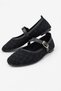Black Tweed Fabric Mary Janes Ballet Flats Stylish Buckled Comfortable Sole Daily Shoes BYNDLCK01 - 5