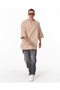 Men's Oversized Beige Linen T-Shirt - 5