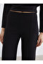 Black Elastic Waist Wide Leg Women's Trousers - 3