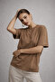 Women's Brown 100% Cotton Oversized Basic T-Shirt – Relaxed Fit Relaxed Crew Neck T-Shirt - 2