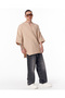 Men's Oversized Beige Linen T-Shirt - 6