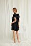 Women, Short Sleeve Lace V-Neck with Shorts, Black Pajama Set - 7
