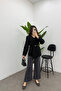 Women's Anthracite Ribbed Detailed Pocketed Scuba Pants - 3