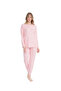 Women's Pink Round Collar Pajama Set - 3
