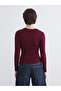 Xside Plum Crew Neck Corded Fabric Women's Bodysuit - 4