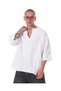 Men's Linen Fabric White Oversized T-Shirt - 2