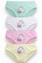 Girl's Cotton Panties, Pack of 4, Cute Patterned, Soft Waistband, Elastic, Breathable Fabric, Clear
