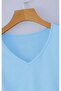 Women's Baby Blue V-Neck Regular T-Shirt - 3