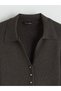 Lcw Vision Anthracite Polo Collar Women's Knitwear Cardigan - 6