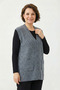 Women's Mother Gray V-Neck Buttoned Pocketed Argyle Patterned Wool Vest