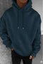 Men's Petrol Patternless Plain Hooded Sweatshirt