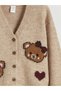 Brown v-neck patterned girl's knitted cardigan - 4