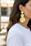 Gold Textured Plate Design Choker Necklace and Earring Set - 2