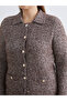 Ozmarka New Season Plus Size Polo Neck Patterned Women's Knitwear Cardigan - 3