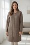 Plus Size Long Knitwear Cardigan with Pockets, Full Zipper, Crew Neck, Casual Wave Pattern