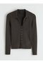 Lcw Vision Anthracite Polo Collar Women's Knitwear Cardigan - 5