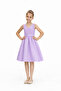 Girl's Lilac Color Satin Mini Wrap Dress - 2