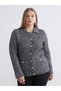 Peak New Season Plus Size Polo Neck Patterned Women's Knitwear Cardigan