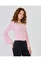 Women's Round Neck, Sleeves and Skirt Overlock Detailed Ribbed Knit Long Sleeve Blouse - 2