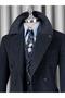 Italian Style S Slim Fit K Double-Breasted Wool Blended Cashmere Men's Coat Navy Blue T14712 - 2