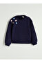 Navy blue floral knit sweater and pants set for girls - 3