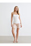 White U-Neck Women's Covered Tank Top with Rope Straps - 2