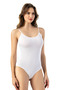 Women's Cotton Rope Strap Wide Neckline White 2-Piece Snap-On Bodysuit - 3