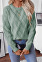 Women's Mint Knitwear Sweater Round Neck Long Sleeve Knit Patterned Modern Winter - 2