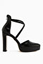 Naomi Black Belted Platform Heeled Women's Shoes - 2