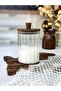 Acacia Lid Glass Jar Striped 860 ml Tkebt Transparent